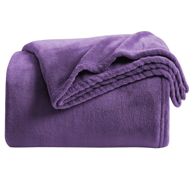 KMUSET Super Soft Throw Blanket Premium Silky Flannel Fleece Twin Size Purple Microfiber Lightweight Blanket All Season Use 60X80 inches