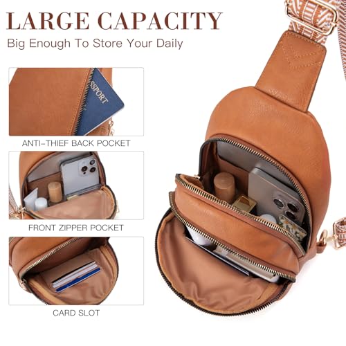 Viverte Personalized Mothers Day Gifts Initial Sling Bag PU Crossbody Bags for Women Mother's Day Birthday Gifts for Women Mom Sister Wife (Brown-M) - Image 3