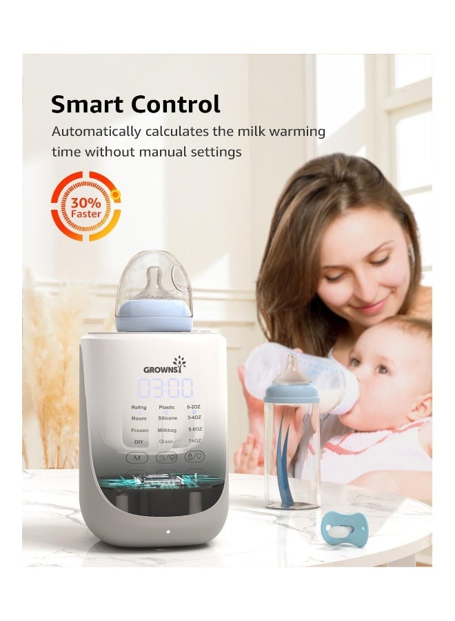 GROWNSY سخان زجاجات، سخان زجاجات سريع 10 في 1 مع ضوء ليلي لحليب الثدي والحليب الصناعي، سخان حليب مختار من الآباء مع ميزة الرفع التلقائي المبتكرة، تحكم ذكي دقيق، وظيفة الذاكرة - Image 4