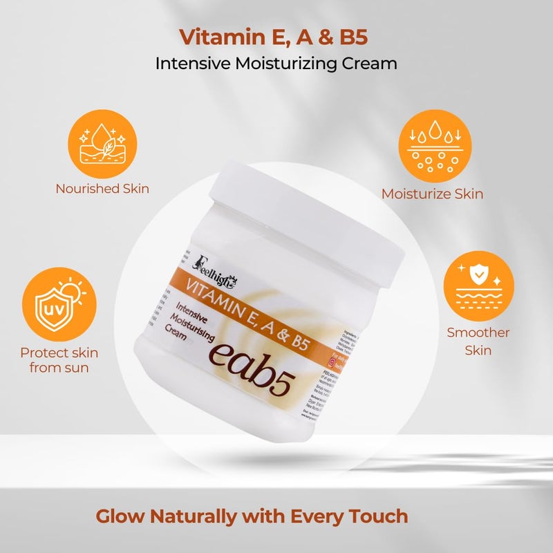 Feelhigh Vitamin E A  B5 Intensive Moisturizer Cream 500ml Helps Protect Skin From Sun Smoother Skin and Moisturizer Skin All Type of Skin Men and Women - Image 2