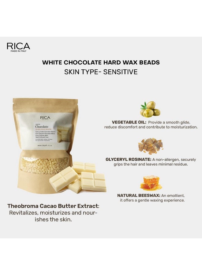 ريكا حبيبات الشوكولاتة البيضاء من ريكا، شمع صلب لإزالة الشعر بدون شرائط وبدون ألم للرجال والنساء | إزالة سريعة وسهلة للسمرة بالشمع للوجه والإبط ومنطقة البكيني | 150 جرام، عبوة من قطعة واحدة - Image 2