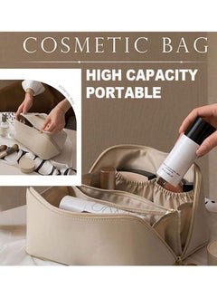 Generic Large-Capacity Travel Cosmetic Bag | Leather Makeup Bag | Waterproof Portable Cosmetic Bag | Multifunctional Storage Makeup Bag  - Image 2