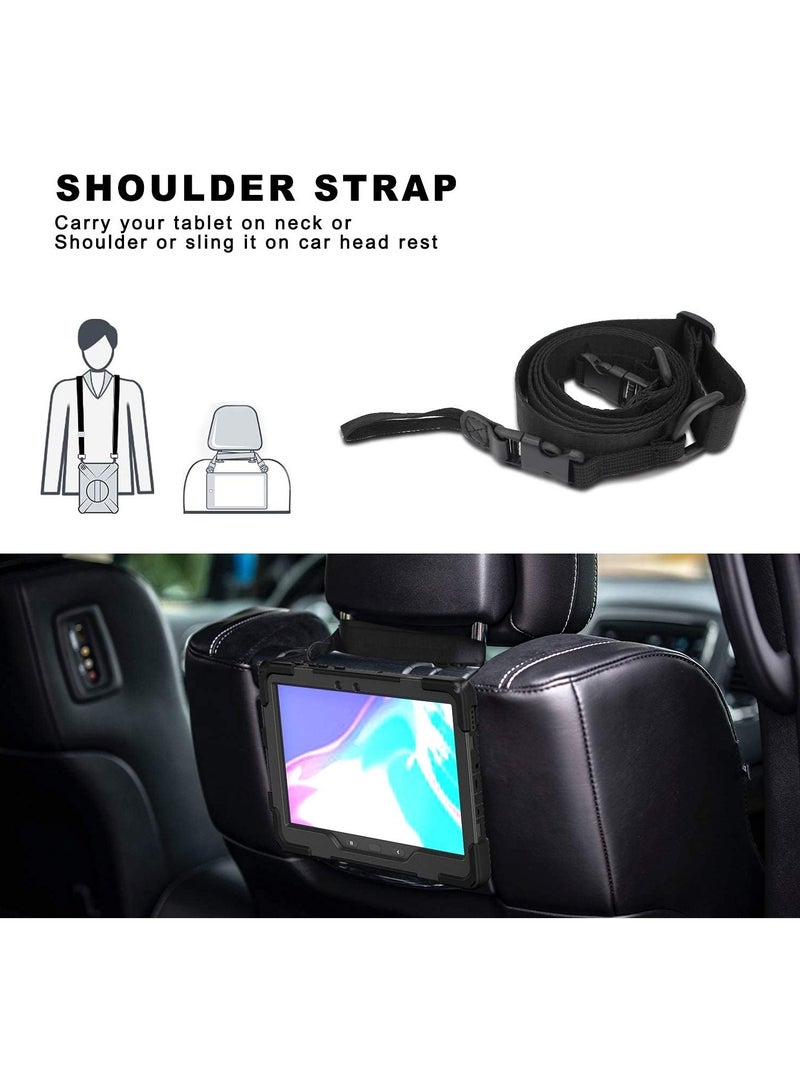general Case for Galaxy Tab Active Pro 10.1 inch SM-T540/T545/T547,Kickstand with 360 Degree Rotatable 3 Layer Hybrid Heavy Duty Shockproof Hand Strap Shoulder Strap Design - Image 5