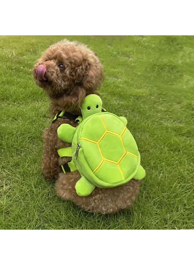 Grey Turtle Shaped Dog Backpack For Small Medium Pets With Harness Carrier - Image 1