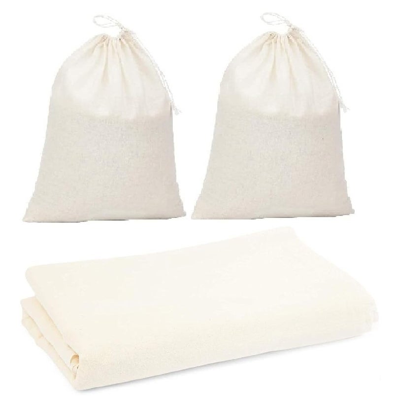 WUD 3 Pcs Muslin Cheese Cloth Set for Kitchen, for Making Paneer,Hung Curd, Cheese, Sprout Beans, Straining Juices as Strainer - Image 1