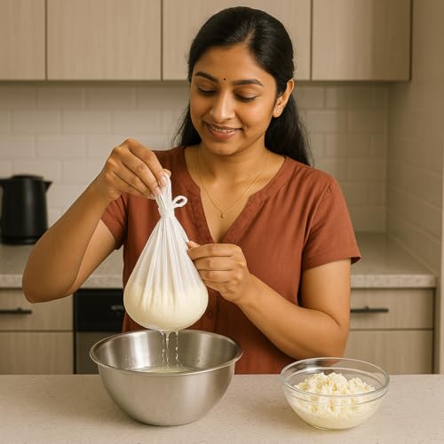 WUD 3 Pcs Muslin Cheese Cloth Set for Kitchen, for Making Paneer,Hung Curd, Cheese, Sprout Beans, Straining Juices as Strainer - Image 5