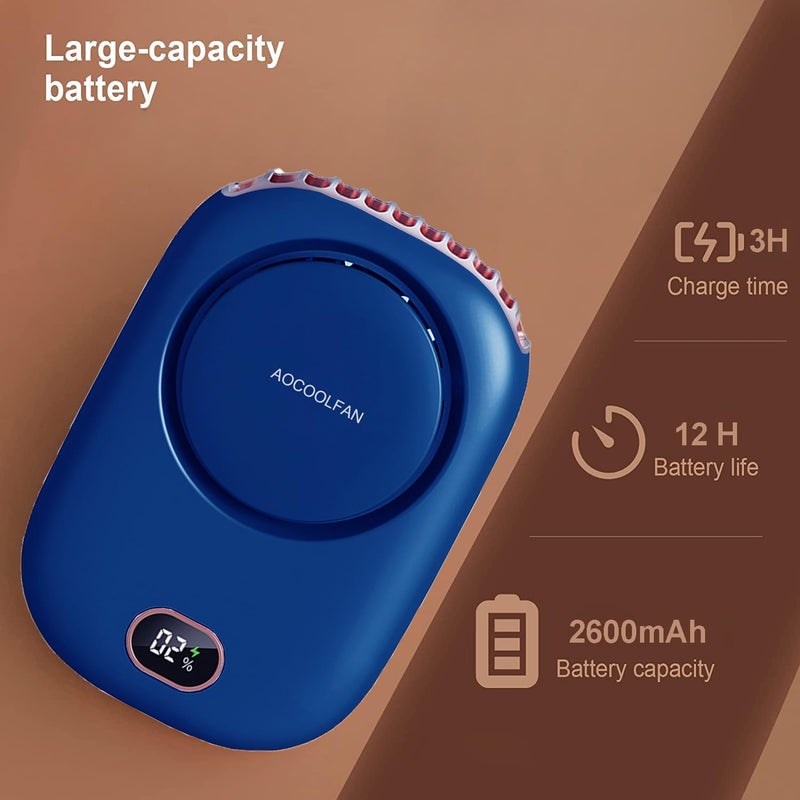 AOCOOLFAN Portable Neck Fan, Handheld Mini Fan Small Personal Fan, Hand Held Fan USB Rechargeable Eyelash Fan for Kids Girls Boys Woman Man Home Outdoor Travel (navy blue) - Image 3