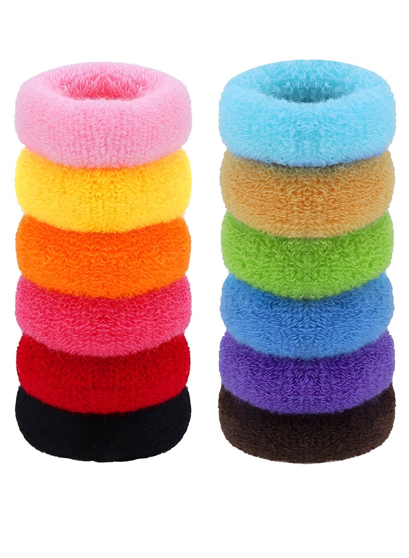 Lelet 12-Pack Large Hair Ties for Thick Curly Hair – Seamless Stretch Hair Bands – Soft Ponytail Holders – 2-Inch Diameter – 12 Assorted Colors – Strong Elastic Rubber Bands for Women - Image 1