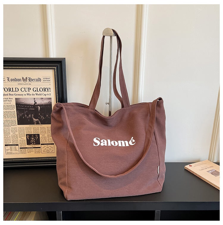 Canvas Tote Bag with Letter Print - Image 5
