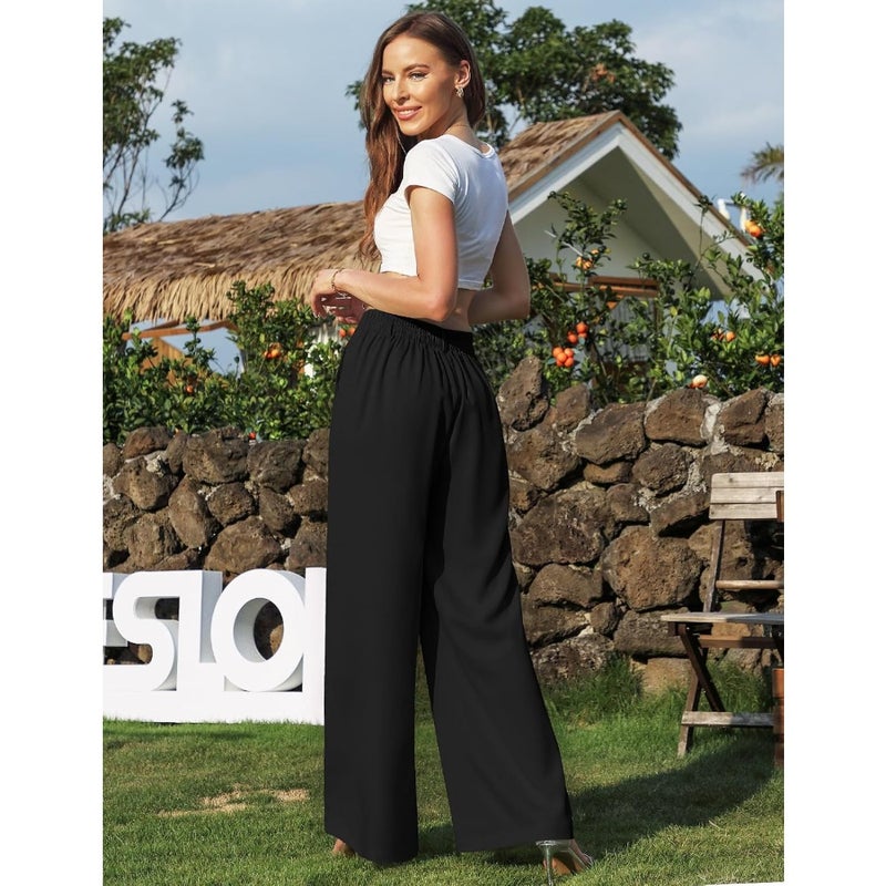 Women's Wide Leg High Waist Pants with Elastic Back Business Work Casual Long Straight Suit Pants - Image 5