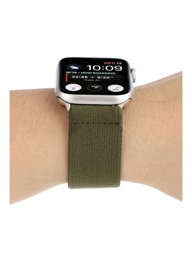 NIBEMINENT Solid Color Replacement Watchband For Apple Watch Series 7 45mm/6 & SE 5 4 44mm/3 2 1 42mm Army Green - Image 4