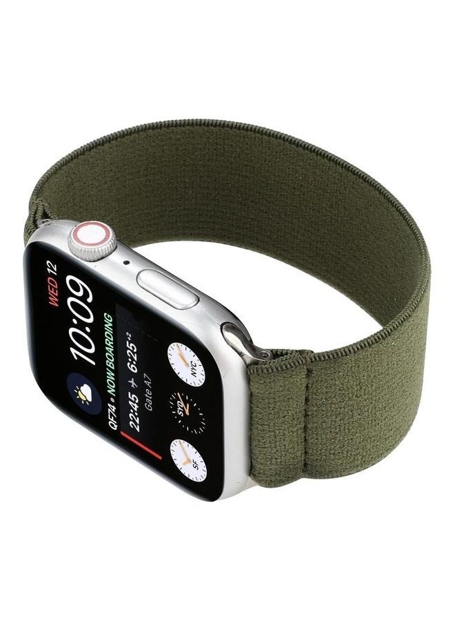 NIBEMINENT Solid Color Replacement Watchband For Apple Watch Series 7 45mm/6 & SE 5 4 44mm/3 2 1 42mm Army Green - Image 3