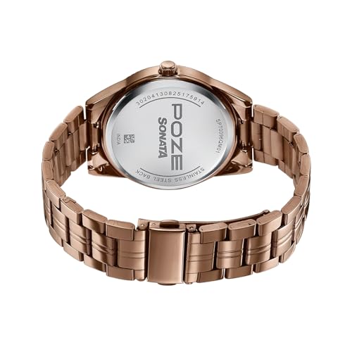 Sonata Poze 7 Analog Brown Dial IP Brown Sheet Metal Strap Watch for Men - SP70096QM01W - Image 2