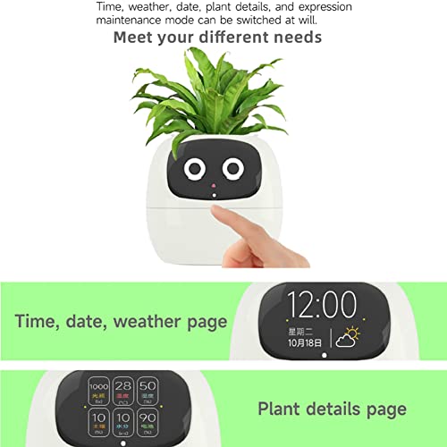 Itigoitie Smart Pet Planter, Smart Plant Pot, With Artificial Intelligence, Time Weather Display, And Multiple Expressions Animation,Lovely Plant Companion, For Desktop Decoration, Gifts,Plant-Free (Green) - Image 5