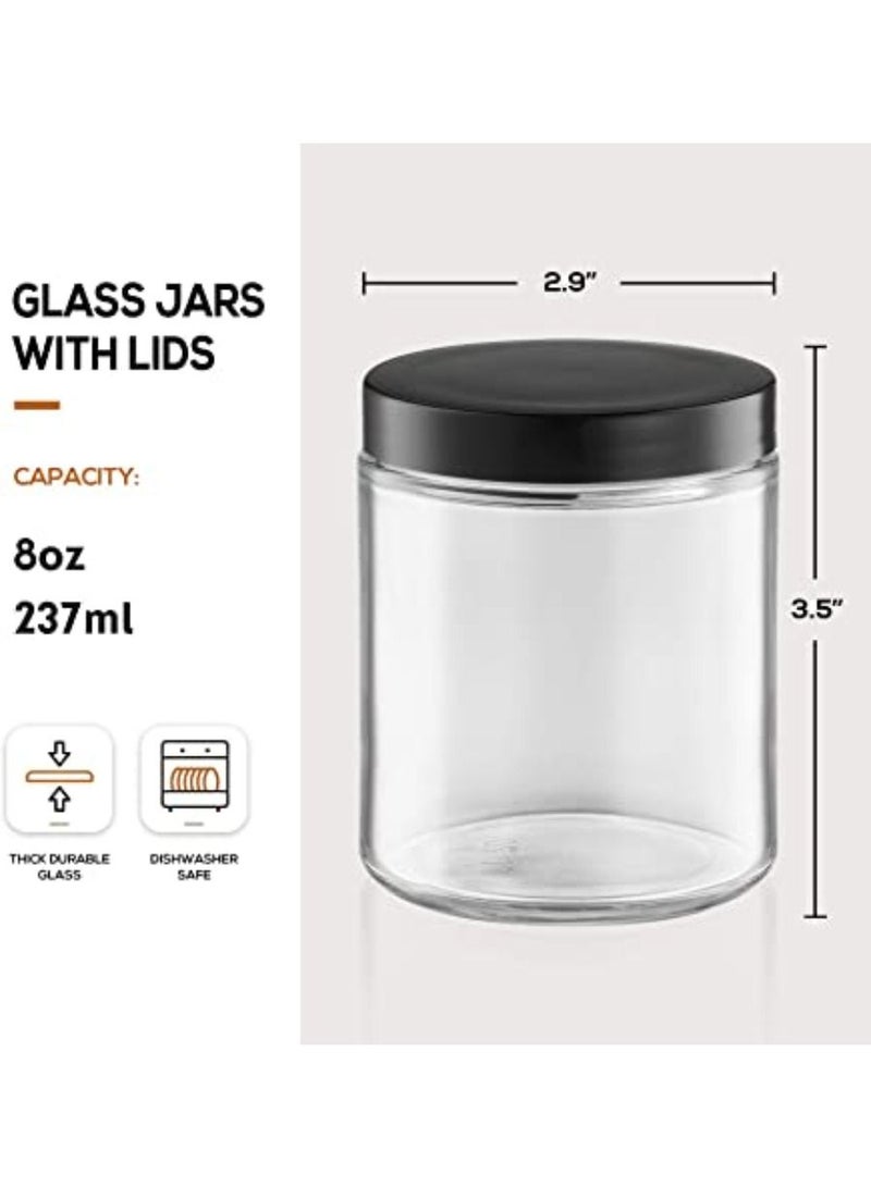 QUESERA Glass Jars with Bamboo Lids Silicon Ring Set of 12 Air Tight Kitchen Food Cereal Containers for Storage  - Image 2