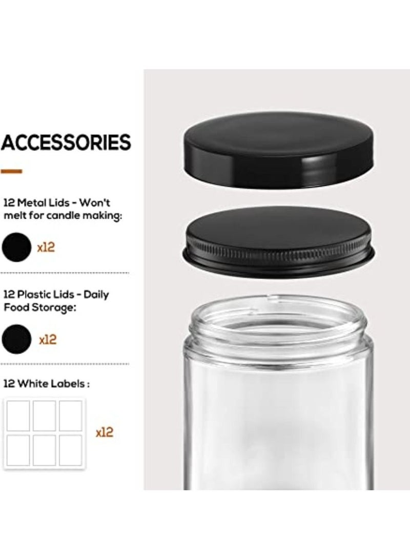 QUESERA Glass Jars with Bamboo Lids Silicon Ring Set of 12 Air Tight Kitchen Food Cereal Containers for Storage  - Image 3
