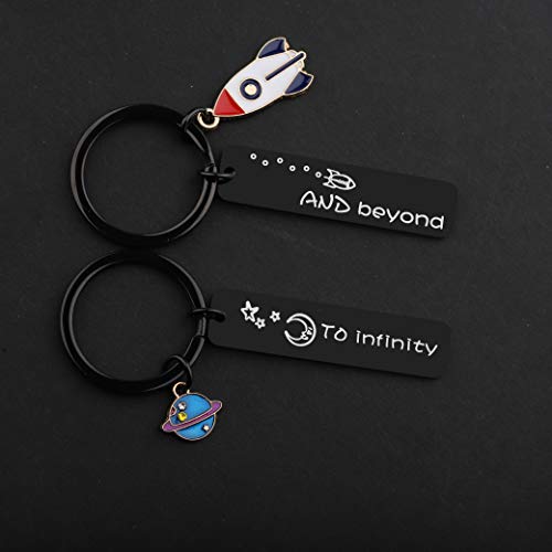 MAOFAED Couples Keychain I Love You to Infinity and Beyond Boyfriend Girlfriend Gift BFF Daughter Son Gift (rocket planet blakc) - Image 5