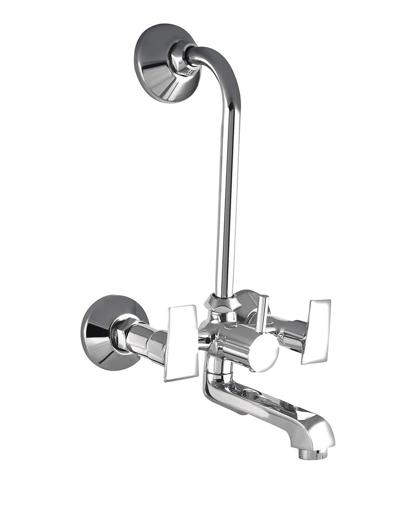 Brass Wall Mixer 2 IN 1 For Bathroom WM-5543 with Provision for Overhead Shower with Long Bend Pipe Chrome Finish