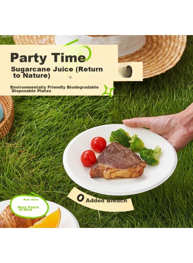 Temeiju 7-inch Disposable Plates, Cake Paper Plates, Thickened Biodegradable Dinner Plates, Outdoor Tableware, 50 Pieces, 18.2cm - Image 2
