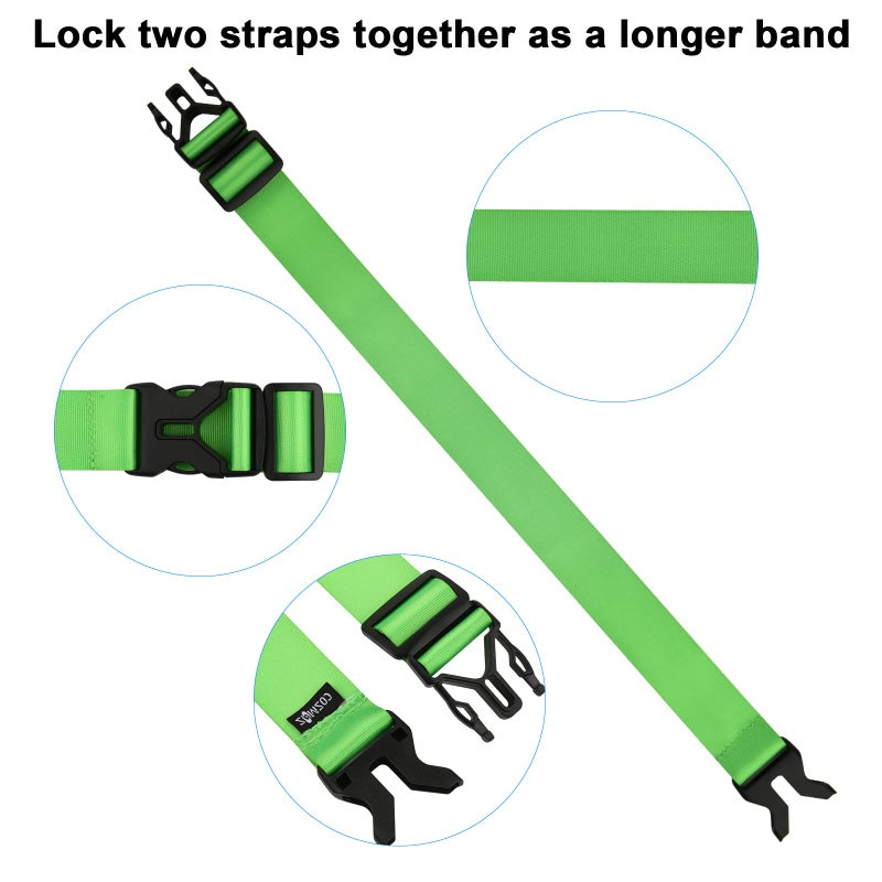 COSMOS Cosmos Premium Nylon Add-A-Bag Travel Luggage Strap Belt with Quick Release Buckle (Fluorescent Green)  - Image 4