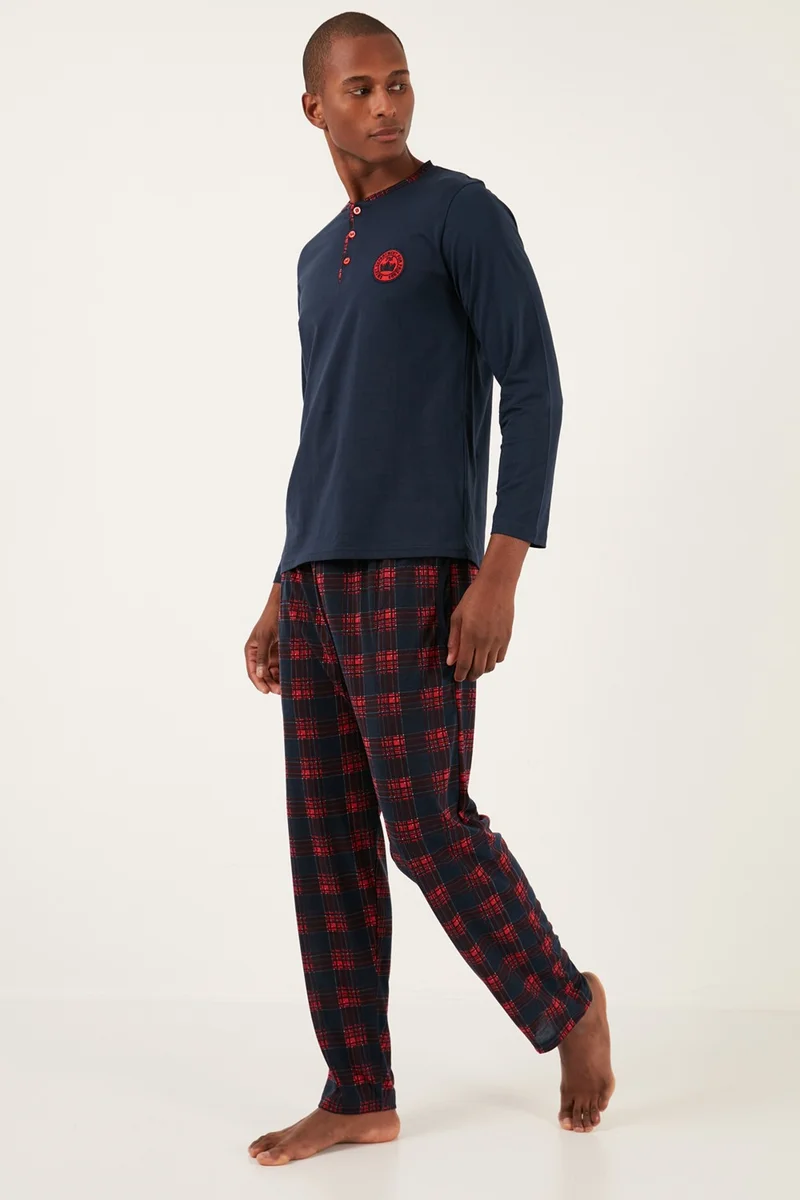 بوراتي Plaid Cotton Regular Fit Long Sleeve Pajama Set Men's Pajama Set 60961004