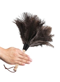 HAWAWA Feather Duster, 35cm Black Feathers with Wood Handle, Reusable and Washable Car Dusters, Eco-Friendly Cleaning Dusters for Home, Office and Kitchen  - Image 1
