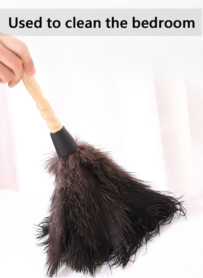 HAWAWA Feather Duster, 35cm Black Feathers with Wood Handle, Reusable and Washable Car Dusters, Eco-Friendly Cleaning Dusters for Home, Office and Kitchen  - Image 5