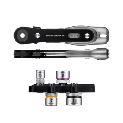 Vessel TD26 Ultra Thin Fine Mini Ratchet Screwdriver Straight Type 4 Sockets Included - Image 1