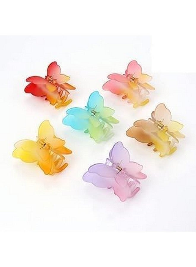 Ublic Trendy 6 Pcs Double Shaded Butterfly Hair Claw Clips Jaw Clamp Clutchers For Women & Girls Hair Accessory Set - Image 1