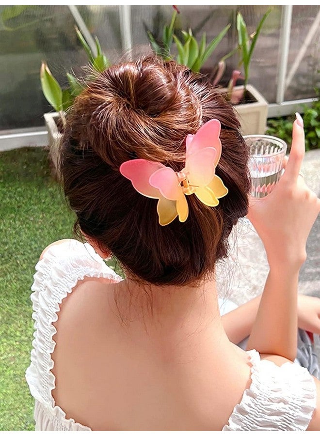 Ublic Trendy 6 Pcs Double Shaded Butterfly Hair Claw Clips Jaw Clamp Clutchers For Women & Girls Hair Accessory Set - Image 2