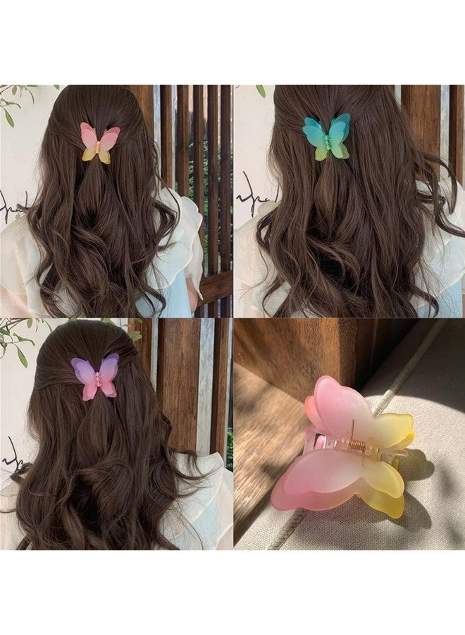 Ublic Trendy 6 Pcs Double Shaded Butterfly Hair Claw Clips Jaw Clamp Clutchers For Women & Girls Hair Accessory Set - Image 3