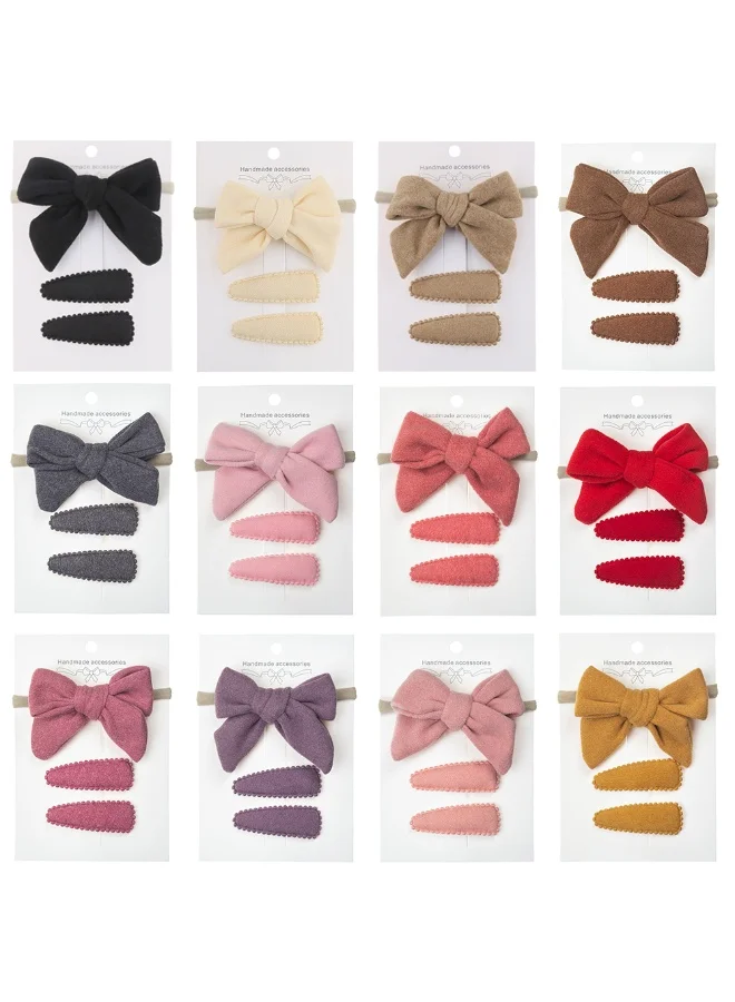 D'Daniela Sara Ribbon Bow Clip Set with Ponytail For Babies and Girls - Dark Brown