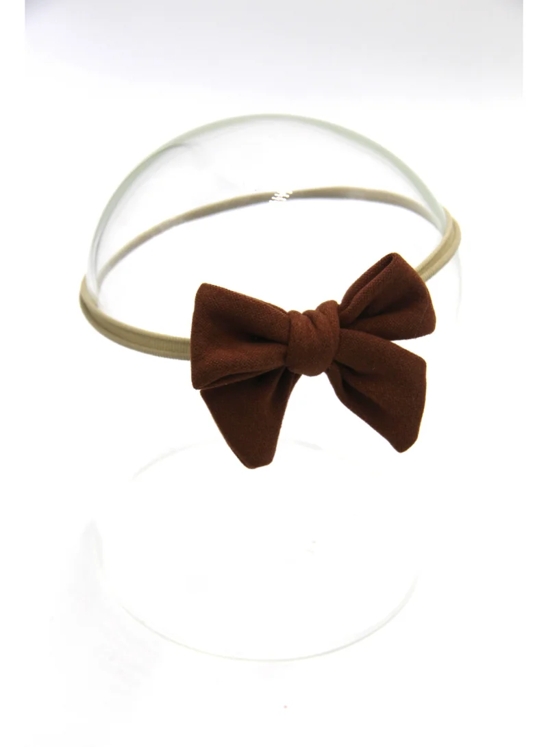 D'Daniela Sara Ribbon Bow Clip Set with Ponytail For Babies and Girls - Dark Brown