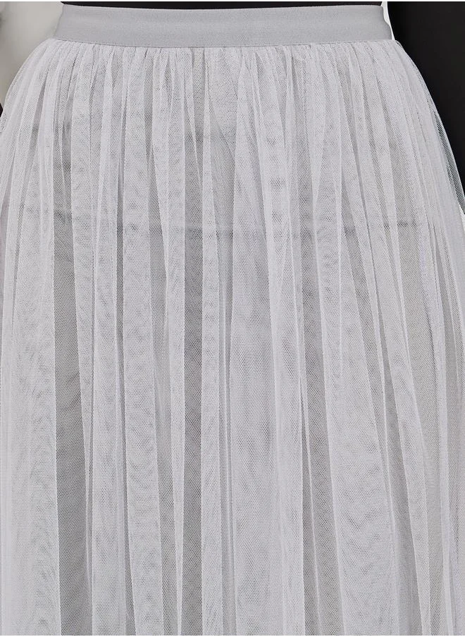 Styli Mesh Insert A-Line Midi Skirt