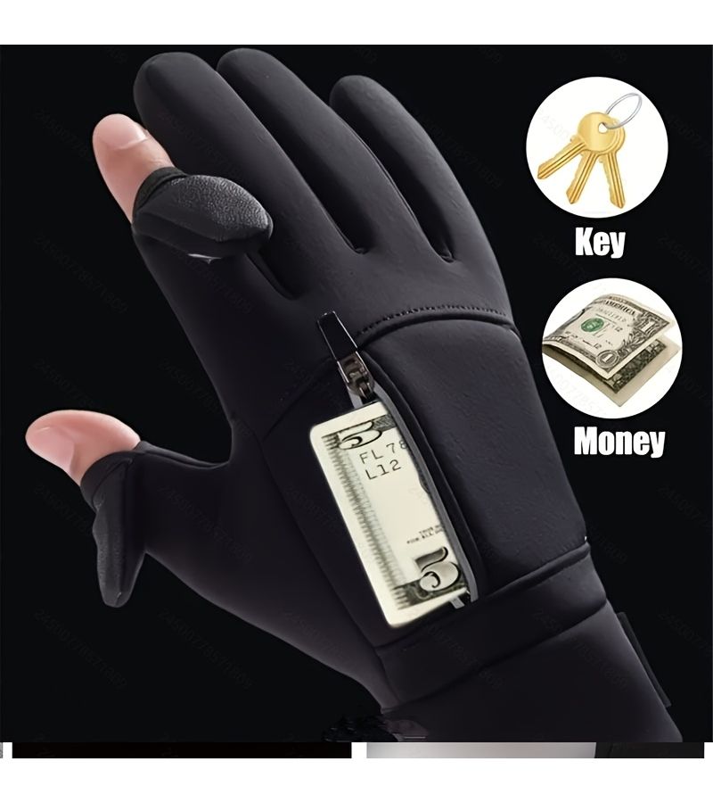XL Flip Cover Warm Gloves Touchscreen Wind Resistant Unisex Outdoor Cycling Skiing Running - Image 2