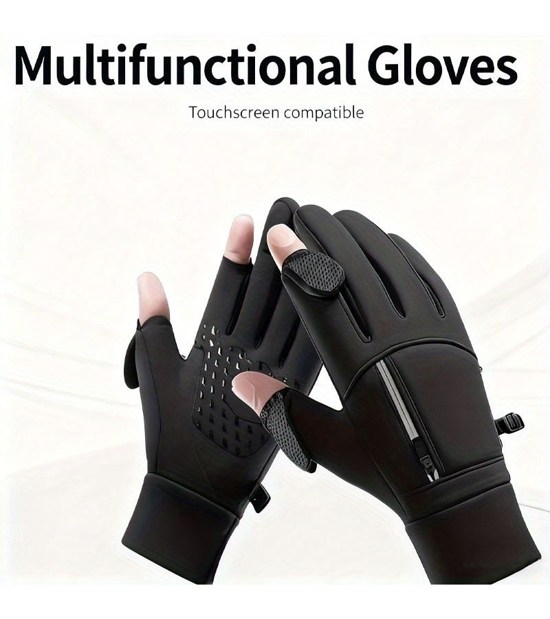 XL Flip Cover Warm Gloves Touchscreen Wind Resistant Unisex Outdoor Cycling Skiing Running - Image 1