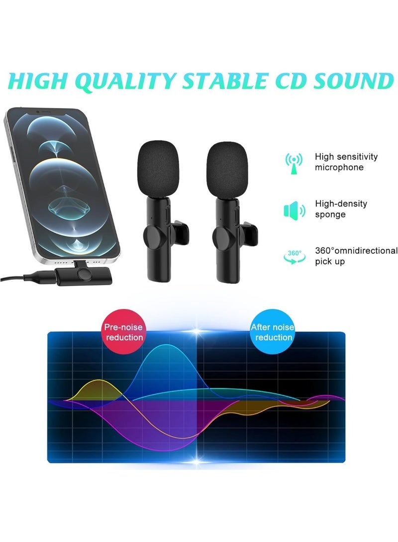 ميكروفون صغير لاسلكي Lavalier 2.4G ميكروفون لاسلكي مزدوج احترافي لتقليل الضوضاء من النوع C للهواتف الذكية، بث مباشر، تسجيل المقابلات، مؤتمرات الفيديو، مدونو الفيديو عبر الإنترنت، YouTube TikTok - Image 3
