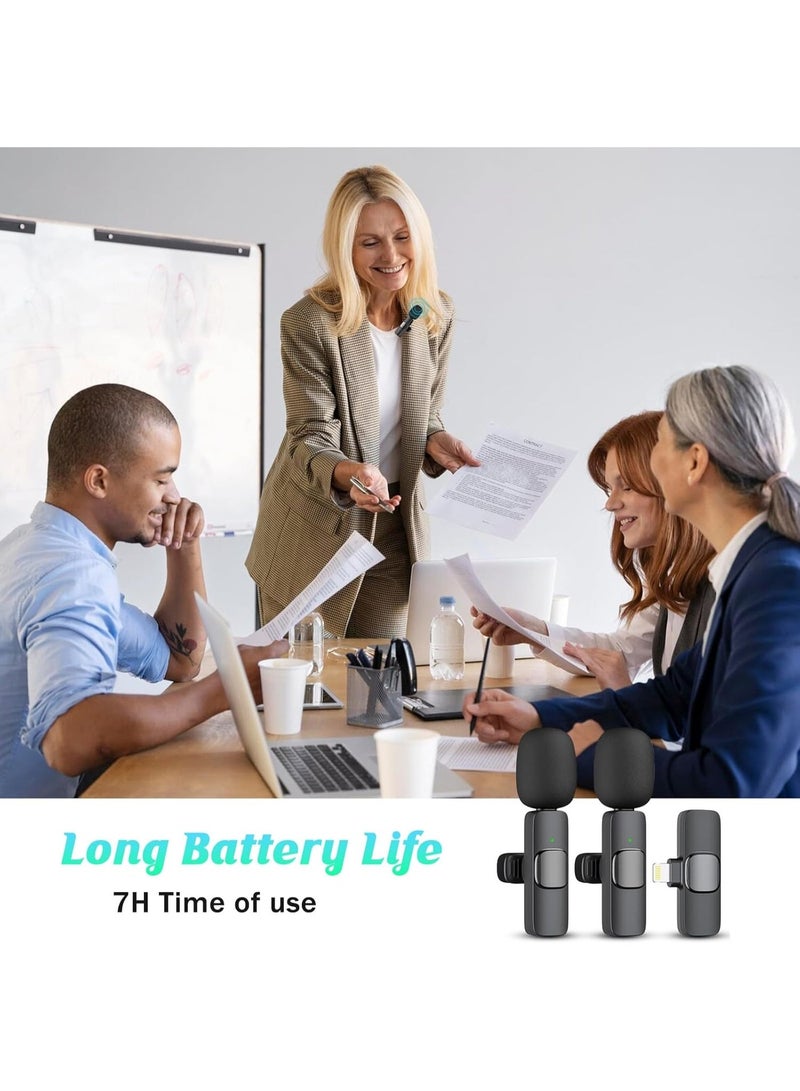 ميكروفون صغير لاسلكي Lavalier 2.4G ميكروفون لاسلكي مزدوج احترافي لتقليل الضوضاء من النوع C للهواتف الذكية، بث مباشر، تسجيل المقابلات، مؤتمرات الفيديو، مدونو الفيديو عبر الإنترنت، YouTube TikTok - Image 2