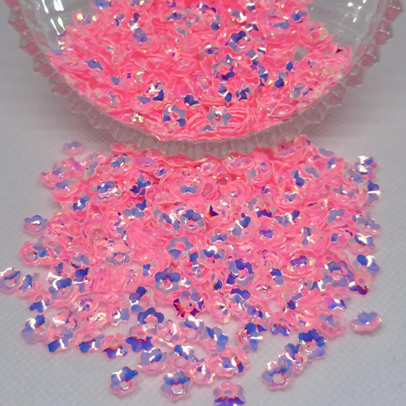 20 Gram Candy Pink Flower Sequins 6mm PVC Glitter CraftsEmbellishment Findings Womens Clothing Sewing Accessories Aari Embroidering Works - Image 1