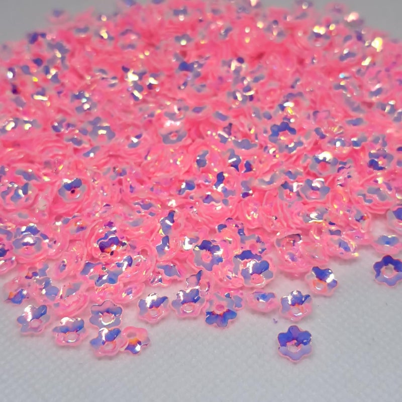 20 Gram Candy Pink Flower Sequins 6mm PVC Glitter CraftsEmbellishment Findings Womens Clothing Sewing Accessories Aari Embroidering Works - Image 3