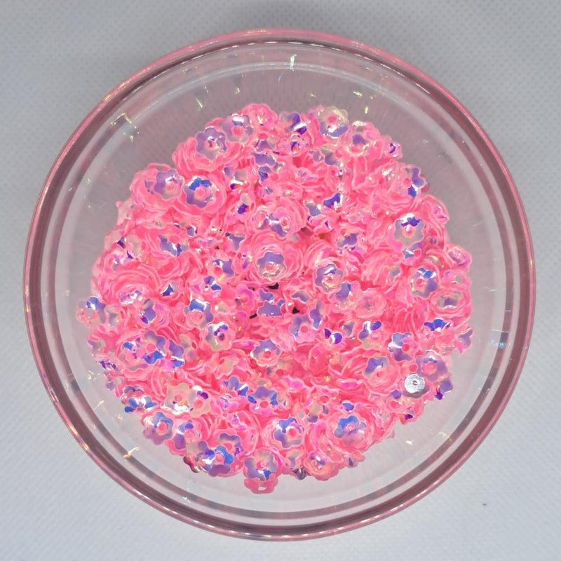 20 Gram Candy Pink Flower Sequins 6mm PVC Glitter CraftsEmbellishment Findings Womens Clothing Sewing Accessories Aari Embroidering Works - Image 2