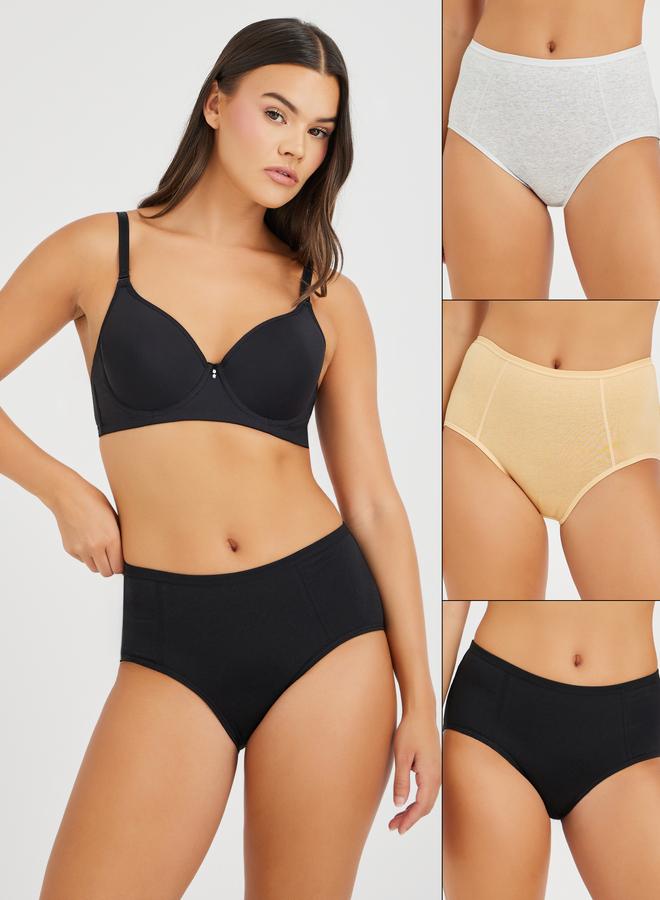 ستايلي ستيلا عبوة من 3 - سراويل داخلية قطنية سادة كاملة - Image 1