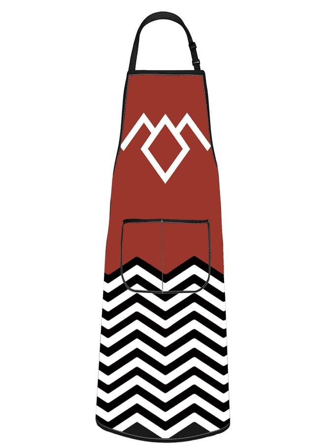 POFULL TV Show Inspired Gift Red Black & White Welcome To To T Peaks Apron With Pockets (Red Black White Apron) - Image 1
