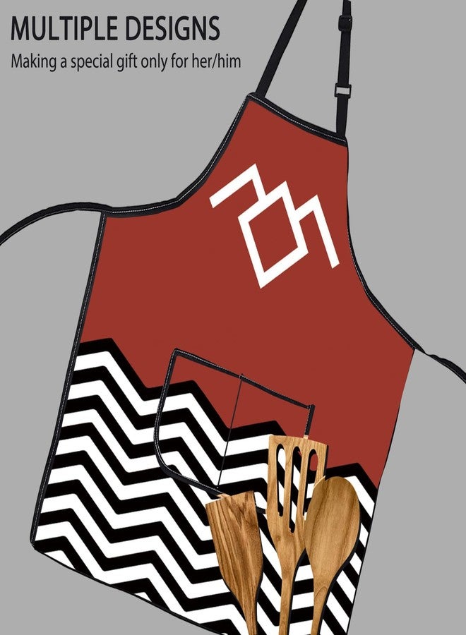 POFULL TV Show Inspired Gift Red Black & White Welcome To To T Peaks Apron With Pockets (Red Black White Apron) - Image 4