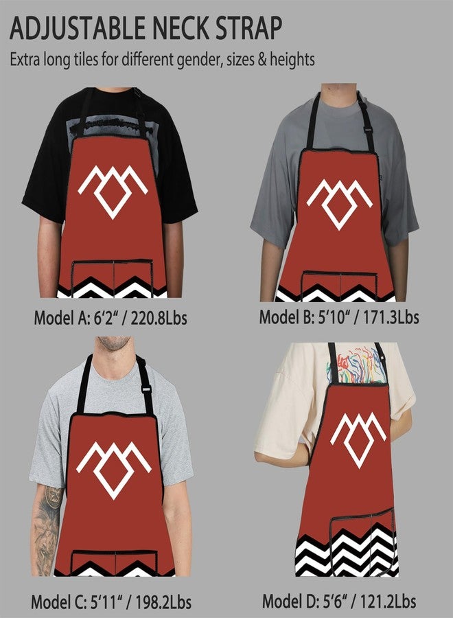 POFULL TV Show Inspired Gift Red Black & White Welcome To To T Peaks Apron With Pockets (Red Black White Apron) - Image 5