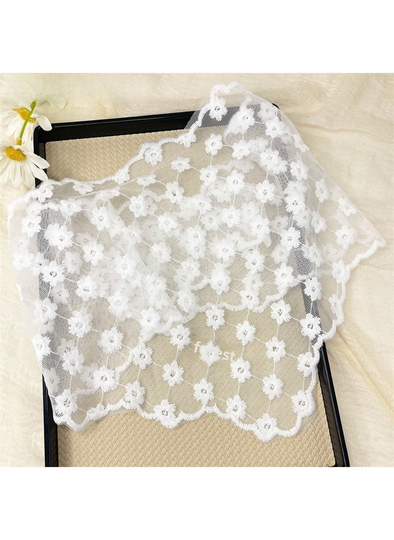 Generic Spring and Summer New Style Headscarf Ins High-grade Sense Triangle Pastoral Style Lace Triangle Scarf Sweet Lace Tie Hair Headwear SJJ04-5 Daisy 