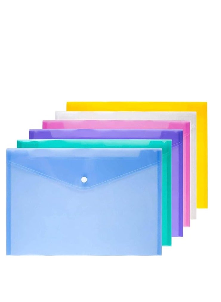 Libra Plastic Wallets Folders, 6pcs A4 Document Files Envelope Folders Pockets for School Office Homework Travel Storage Bags Pack of 12 - Image 1