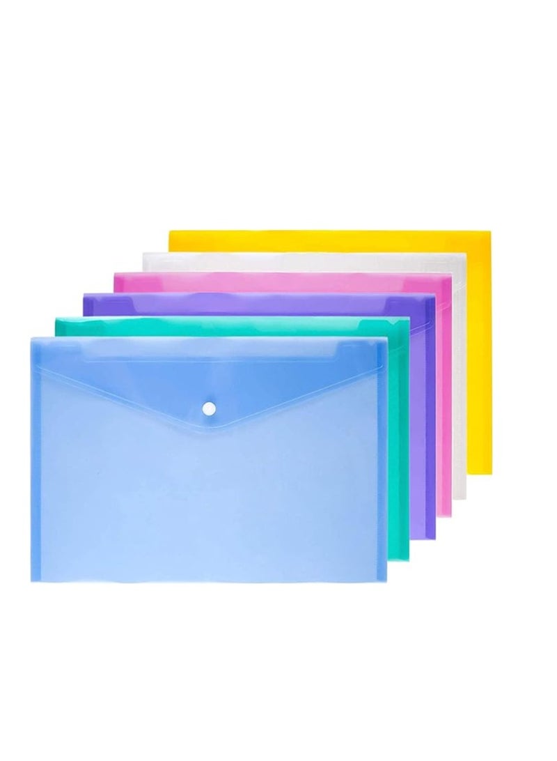 Libra Plastic Wallets Folders, 6pcs A4 Document Files Envelope Folders Pockets for School Office Homework Travel Storage Bags Pack of 12 - Image 2