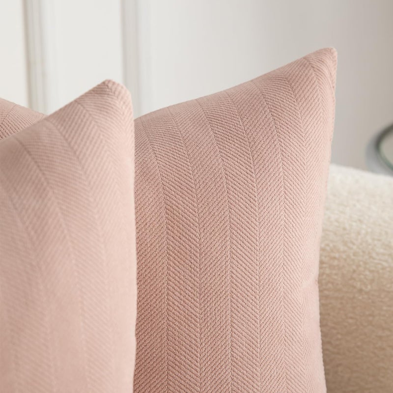 MANDIOO Pack of 2 Chenille Throw Pillow Covers Elegant Design Soft and Luxurious Decorative Cushion Covers Pillowcase Couch Sofa Bedroom Living Room Home Decor 16x24 Inch Pink - Image 2