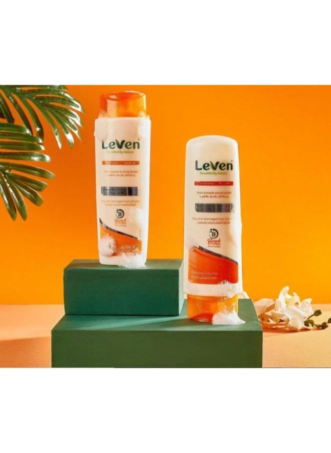 LEAVEN Shampoo + conditioner to care for dry and damaged hair with cocoa and shea butter extracts 2*400 ml  - Image 2